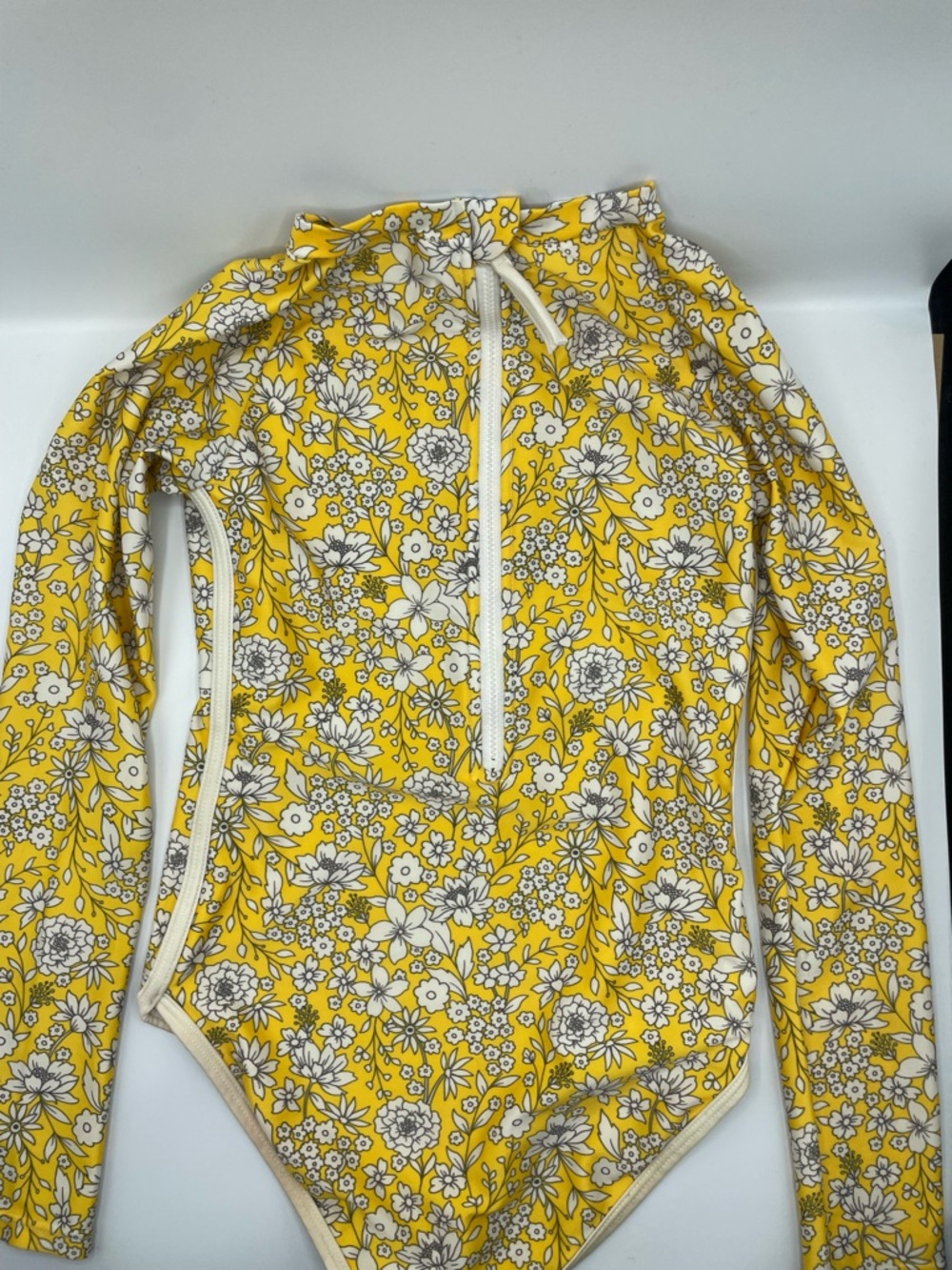 art class Yellow Floral Long-Sleeve Zip Front Bodysuit
